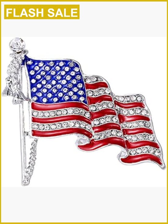 Jewelry - American Flag Brooch Pin Rhinestone Sparkling Patriotic Lapel Pin Women Men Hat